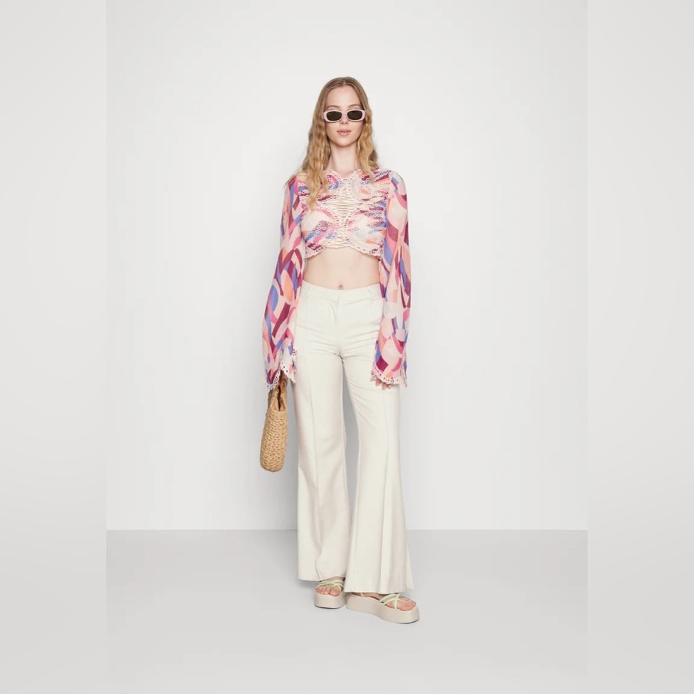 𝓯𝓹 Free People ~ Eyes on You Bell Sleeve Eyelet Mesh Crop Top - Picture 7 of 13